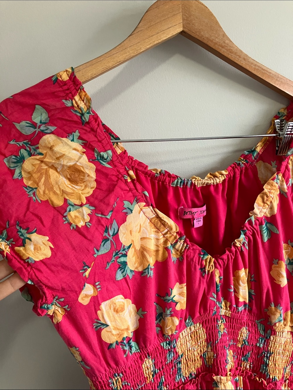 Betsey Johnson Pink Ruffled Tiered maxi Sundress size Large - Picture 3 of 8
